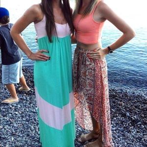 Pink and Green Maxi Dress